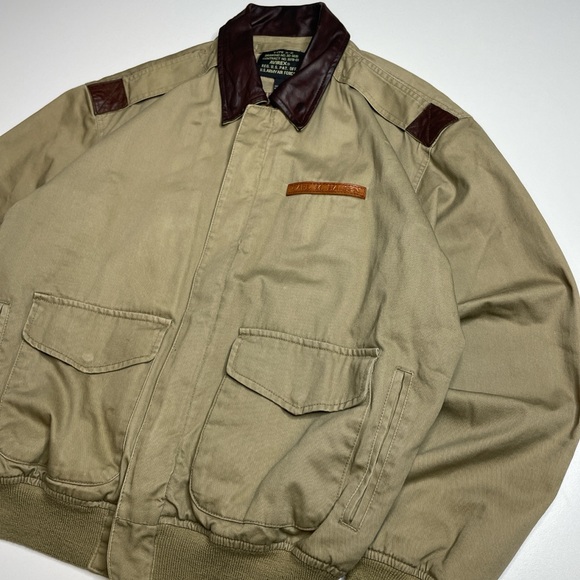 Vintage Avirex A-2 Bomber Flight Jacket USAF Certified USA Beige Cotton Canvas M - Picture 2 of 9